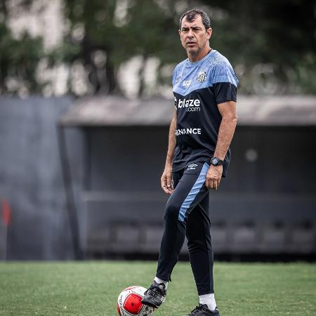 Técnico do Santos, Fábio Carille comanda treino no CT Rei Pelé