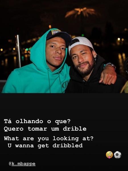 Neymar ao lado de seu companheiro de ataque Mbappé - Reprodução/Instagram