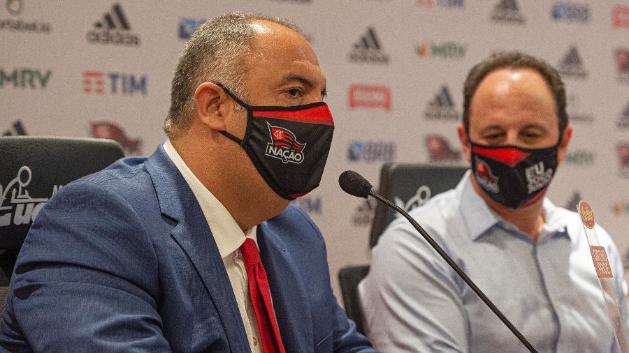 Marcos Braz durante apresentação de Rogério Ceni como novo técnico do Flamengo - Alexandre Vidal / Flamengo