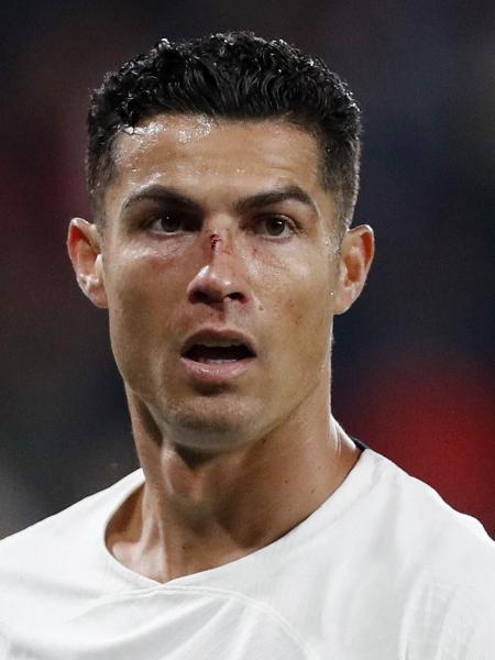 Cristiano Ronaldo machuca o nariz na partida entre Portugal e República Tcheca pela Liga das Nações - David W Cerny/Reuters
