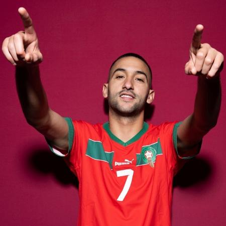 Hakim Ziyech, de Marrocos, posa para foto oficial da Copa do Mundo de 2022. - Oliver Hardt - FIFA/FIFA via Getty Images