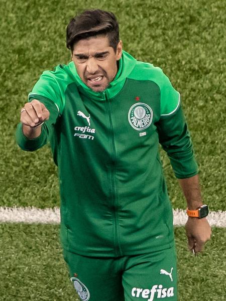 Abel Ferreira, técnico do Palmeiras, esbraveja durante jogo contra o Botafogo