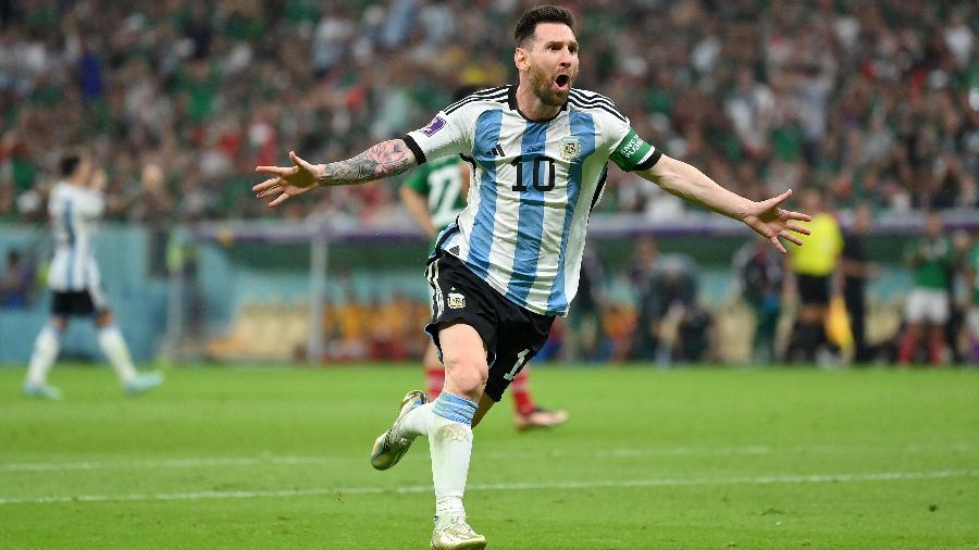 Messi comemora seu gol pela Argentina contra o México, pela Copa do Mundo do Qatar - Dan Mullan/Getty Images