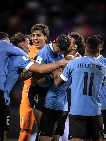 Jogadores do Uruguai comemoram classificação no mundial sub-20 - Reprodução/Instagram/aufoficial