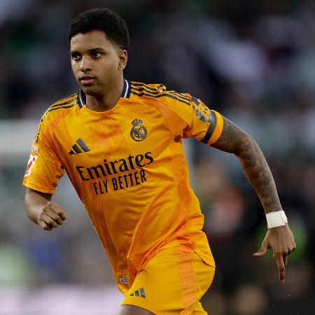 Rodrygo, do Real Madrid, em jogo contra o Betis pelo Espanhol Rodrygo, do Real Madrid, em jogo contra o Betis pelo Espanhol