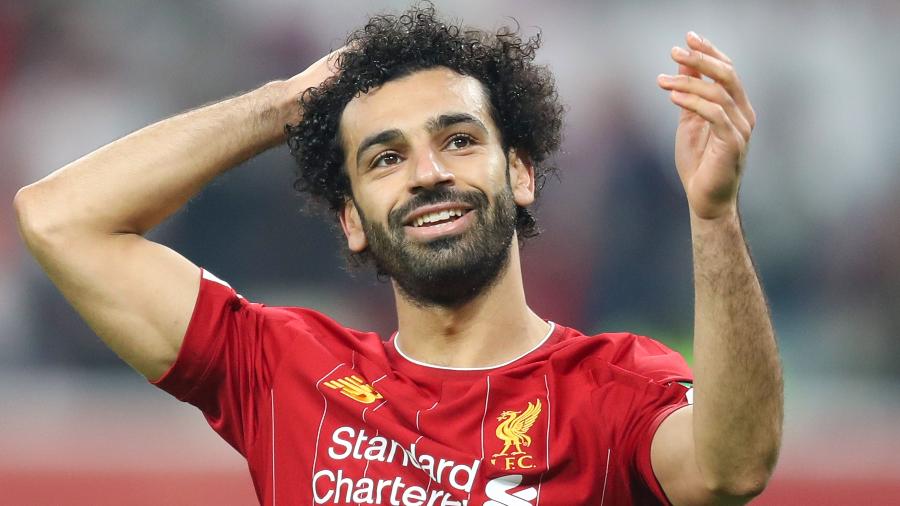Mohamed Salah reage a lance na final do Mundial de Clubes 2019 entre Liverpool e Flamengo - Karim Jaafar/AFP