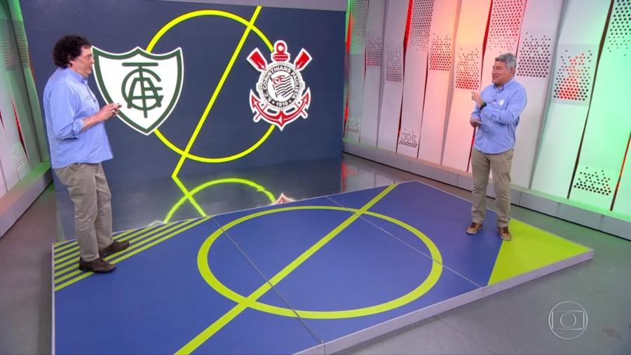 Casagrande e Cléber Machado comentam o "gol fora" na Sul-Americana - Reprodução/TV Globo