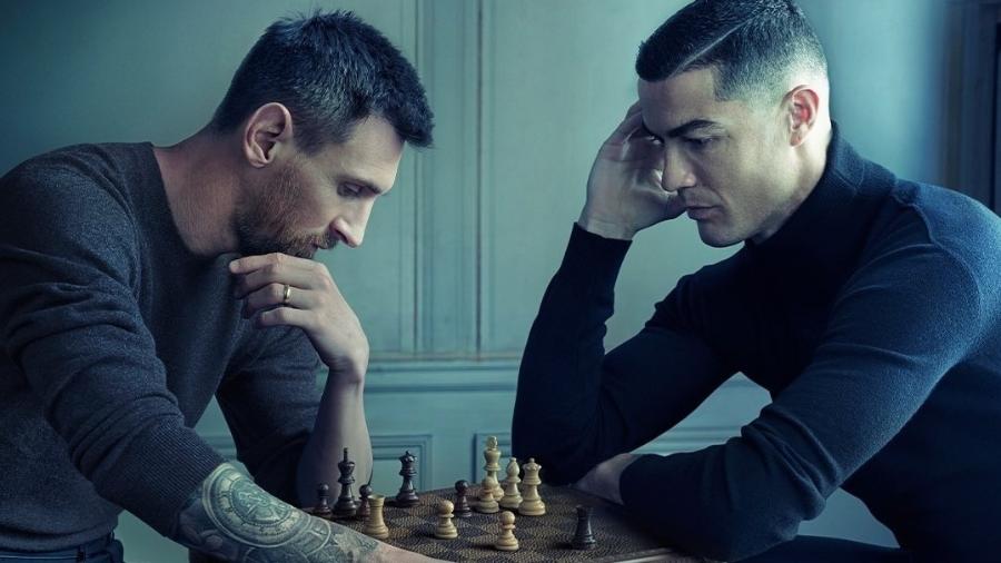 Cristiano Ronaldo e Lionel Messi jogaram xadrez em campanha publicitária da  Louis Vuitton - Annie Leibovitz - Divulgação/Instagram