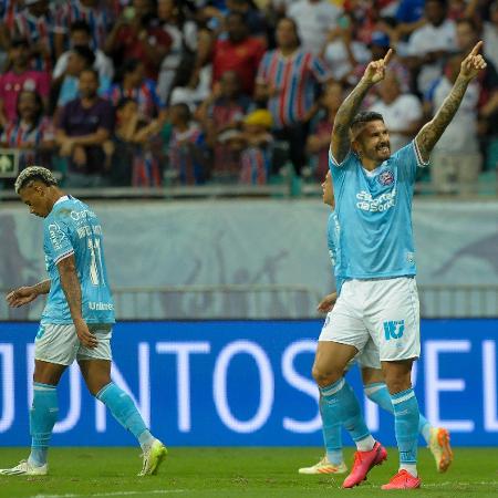 Everaldo comemora gol marcado pelo Bahia contra o América-MG