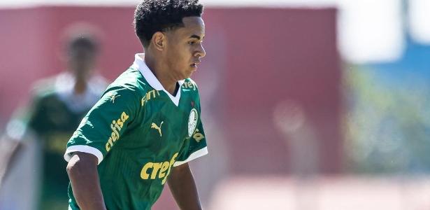 Estevão marca golaço de voleio na base do Palmeiras; destaque no futebol.