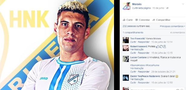 Meia Moisés posa com a camisa do NK Rijeka - Reprodução/Facebook