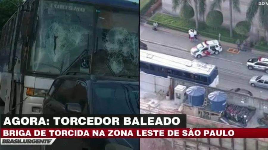 Ônibus com a torcida do Palmeiras é depredado na zona leste de São Paulo - Reprodução