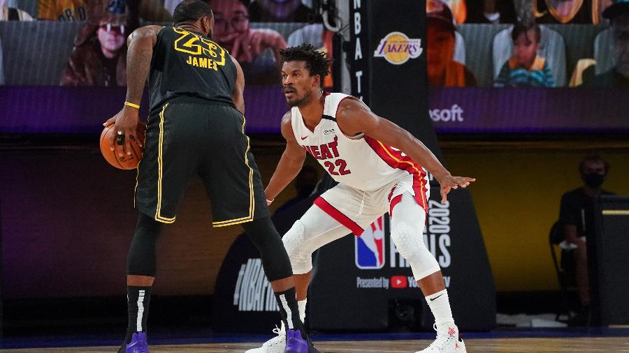 LeBron James e Jimmy Butler no jogo 5 da final da NBA - NBAE via Getty Images