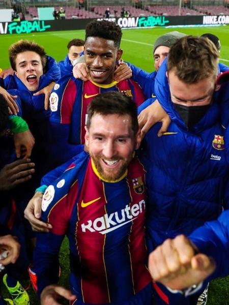 Messi comemora vitória do Barcelona sobre o Sevilla pela Copa do Rei - Reprodução