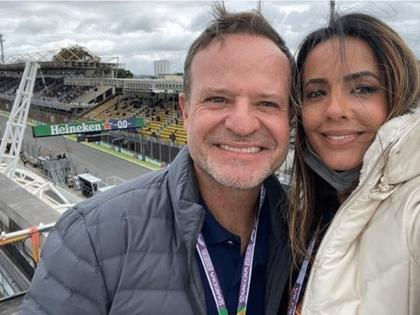 Rubinho Barrichello e Paloma Tocci durante o Grande Prêmio do Brasil