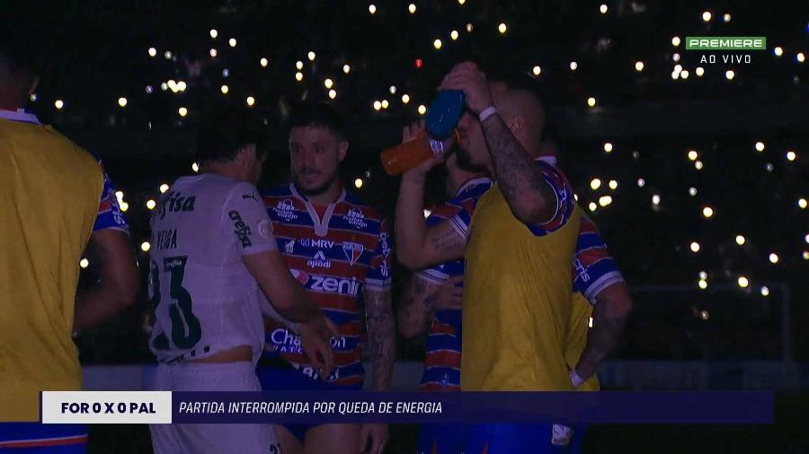 Arena Castelão fica em luz durante jogo do Fortaleza contra o Palmeiras - Reprodução Web