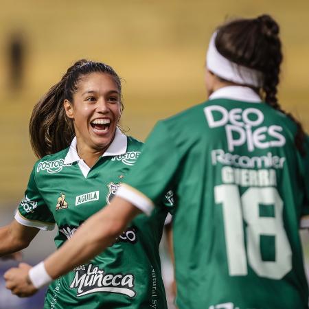 Jogadoras do Deportivo Cali comemoram gol contra o Corinthians pela Libertadores feminina - Reprodução/Twitter