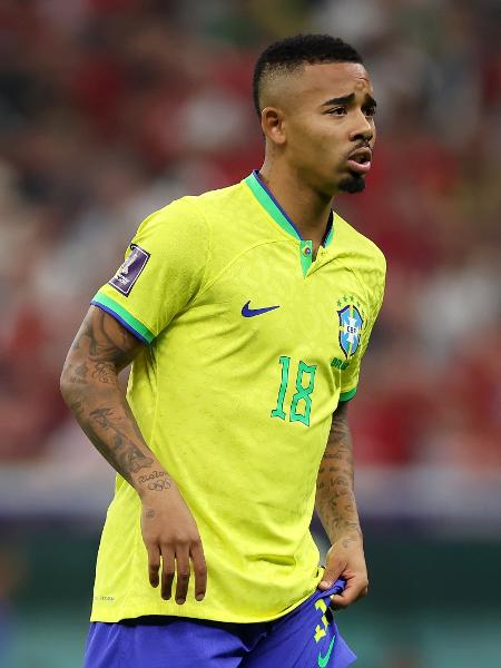 Gabriel Jesus em ação em Brasil x Sérvia, na estreia da Copa do Mundo - Lars Baron/Getty Images