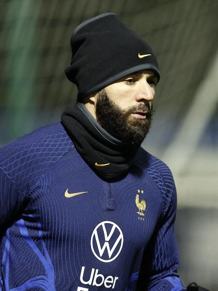 Benzema em treino da França antes da Copa do Mundo do Qatar - REUTERS/Benoit Tessier