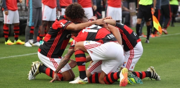 Jogadores do Flamengo comemoram gol marcado por Felipe Vizeu diante do Flamengo - Gilvan de Souza/Flamengo - Gilvan de Souza/Flamengo