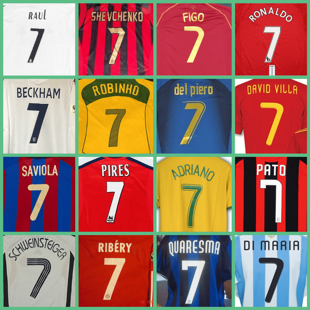 Qual número de camisa esses jogadores de futebol usavam em seus times?