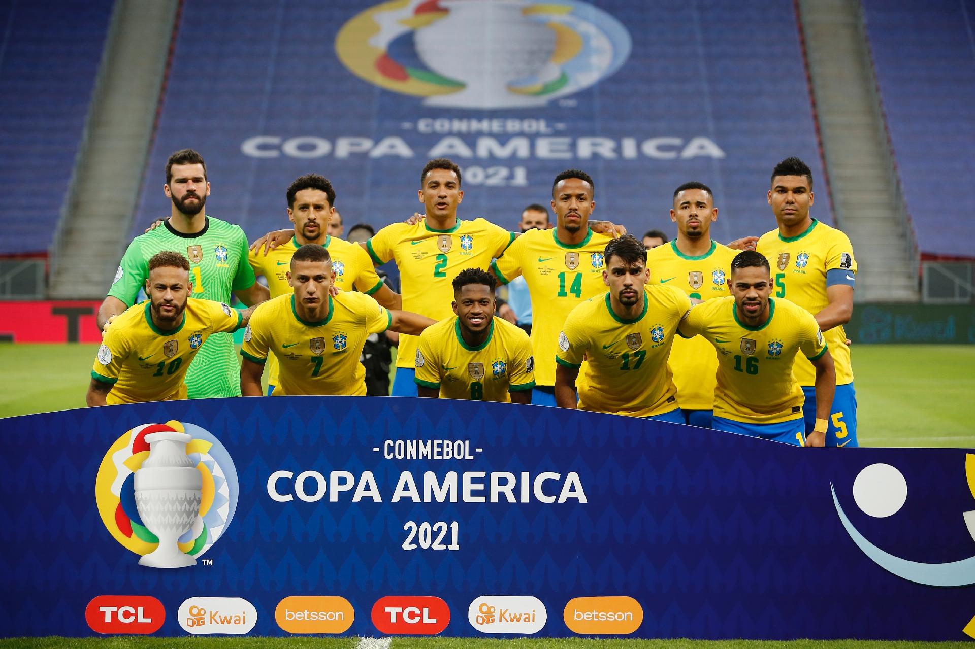 Seleção brasileira posa para foto antes do duelo com a Venezuela, que marca a abertura da Copa América 2021 - DIDA SAMPAIO/ESTADÃO CONTEÚDO