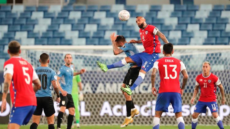 Uruguai e Chile fizeram um jogo muito disputado na Arena Pantanal (MT) pela Copa América - Twitter da Copa América - Twitter da Copa América