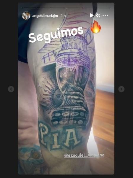 Di María faz tatuagem da taça da Copa América - Reprodução/Twitter