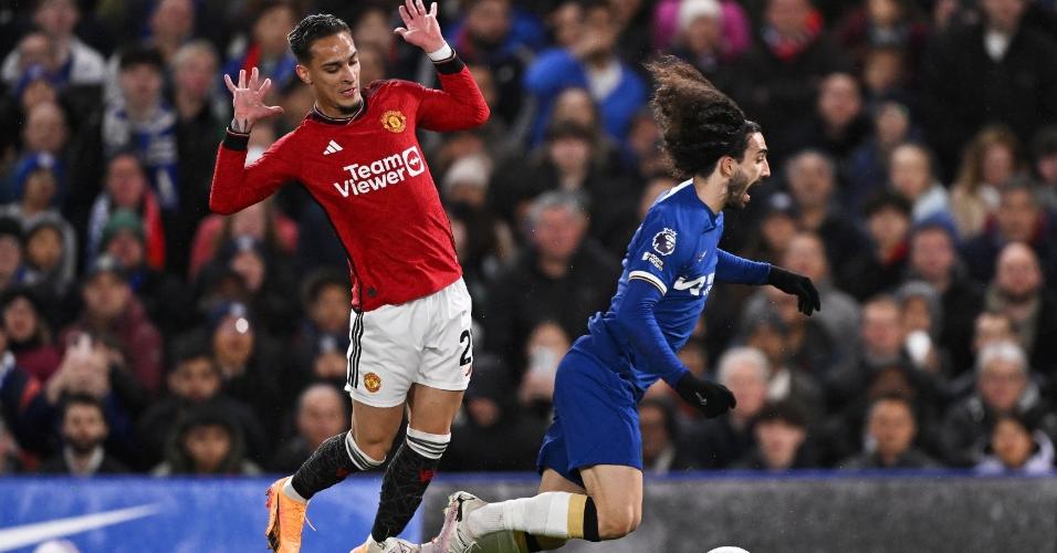 Antony cometeu pênalti em Cucurella durante o jogo entre Chelsea e United