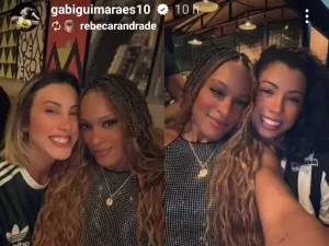 Rebeca e atletas do vôlei são 'escoltadas' e ovacionadas em bar de BH; veja