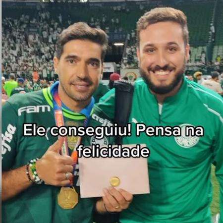 Erick de Barros, torcedor do Palmeiras, entrega convite de casamento para Abel Ferreira - Reprodução/Instagram