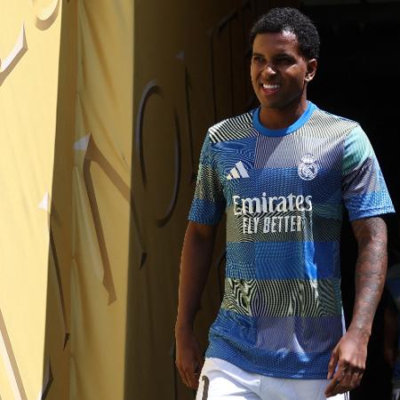 Rodrygo, durante aquecimento de Real Madrid x PSG, no Mundial de Clubes Rodrygo, durante aquecimento de Real Madrid x PSG, no Mundial de Clubes