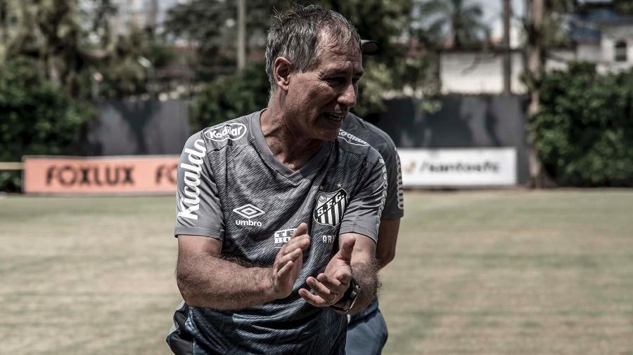 Ariel Holan comanda o Santos em treino no CT Rei Pelé - Ivan Storti/Santos FC