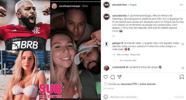 Gabigol nega affair com Carol Portaluppi: 'Tá rolando nada' - Instagram - Instagram