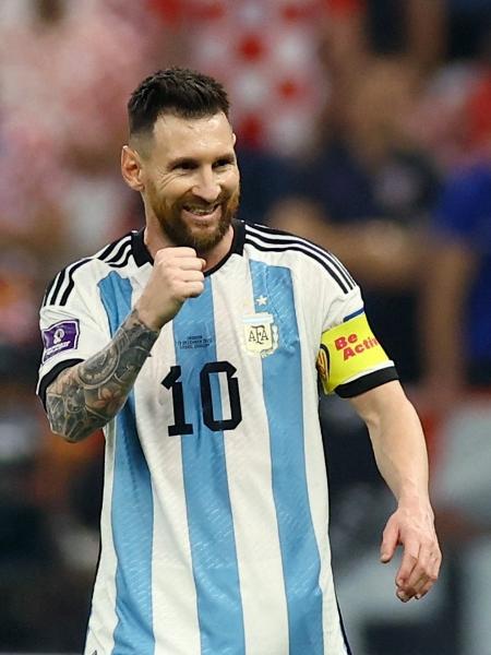 Messi comemora gol marcado na partida entre Argentina e Croácia - Kai Pfaffenbach/Reuters