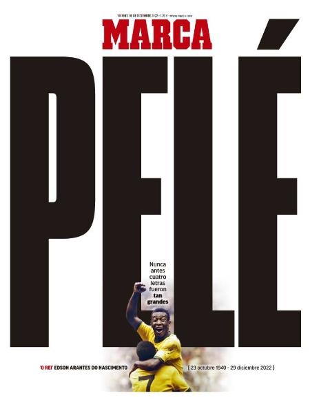  Capa do jornal Marca em homenagem a Pelé - Reprodução/Marca