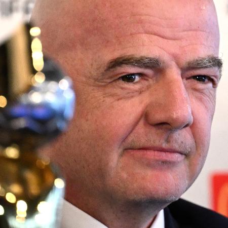 Gianni Infantino durante conferência na Copa do Mundo Feminina, em Auckland, na Nova Zelândia