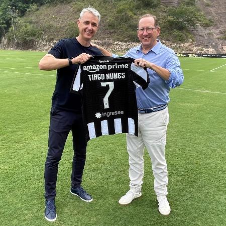 Tiago Nunes, novo técnico do Botafogo, e John Textor 