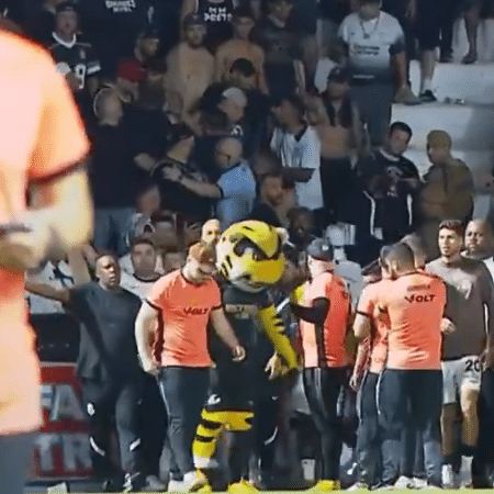 Mascote do Criciúma causa confusão no jogo contra o Corinthians, pelo Brasileirão - Reprodução/Premiere