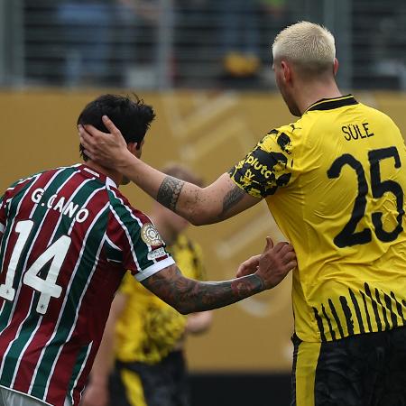 Germán Cano, do Fluminense, em ação no jogo contra o Borussia Dortmund Germán Cano, do Fluminense, em ação no jogo contra o Borussia Dortmund