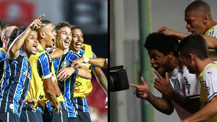 Palmeiras e Grêmio são os finalistas da edição 2020 da Copa do Brasil - Montagem sobre fotos de Cesar Greco/SEP e Lucas Uebel/GrêmioFBPA
