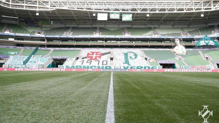 Mosaico vascaíno no Allianz Parque, estádio do Palmeiras que receberá o duelo pelo Campeonato Brasileiro - Rafael Ribeiro / Vasco