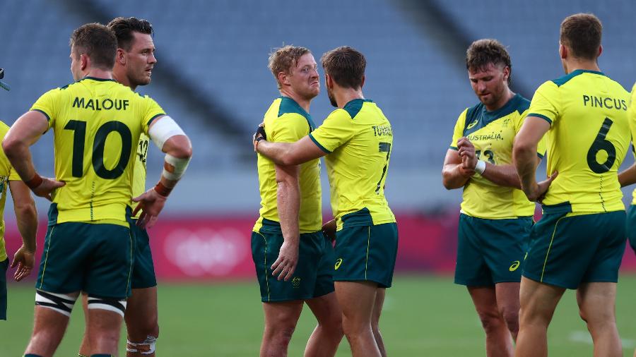 Seleção masculina de rugby da Australia em jogo contra o Canadá pelos Jogos de Tóquio 2020 - REUTERS/Siphiwe Sibeko