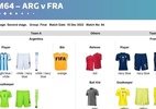 Veja uniformes que Argentina e França usarão na final da Copa do Mundo - Reprodução