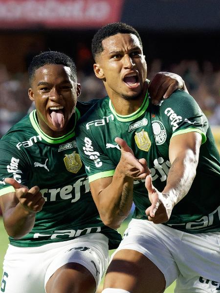 Murilo, do Palmeiras, comemora gol contra o Santos pelo Paulistão - ANDERSON ROMÃO/PHOTOPRESS/ESTADÃO CONTEÚDO