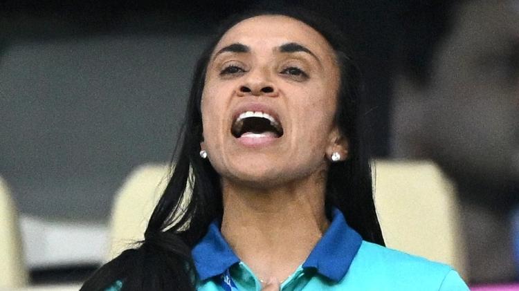 Marta durante jogo entre Brasil e Espanha, pela semifinal do futebol feminino, nas Olimpíadas de Paris-2024