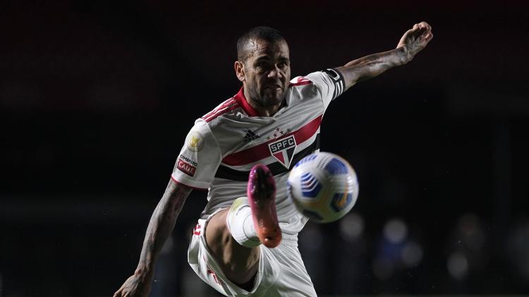 Daniel Alves, durante a partida entre São Paulo e Red Bull Bragantino - Rubens Chiri / saopaulofc.net - Rubens Chiri / saopaulofc.net