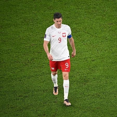 O atacante Lewandowski em ação pela Polônia, na Copa do Mundo de 2022 - Stuart Franklin/Getty