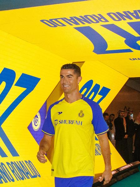 Cristiano Ronaldo durante sua apresentação como novo jogador do Al Nassr  - JORGE FERRARI/AFP