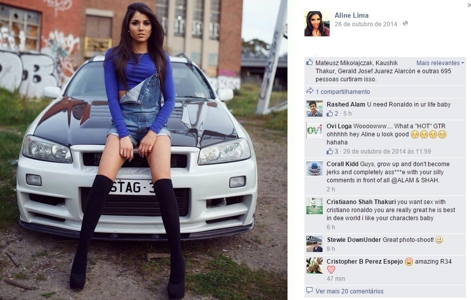 Aline Lima, modelo brasileira que deu o fora em Cristiano Ronaldo - Reprodução/Facebook